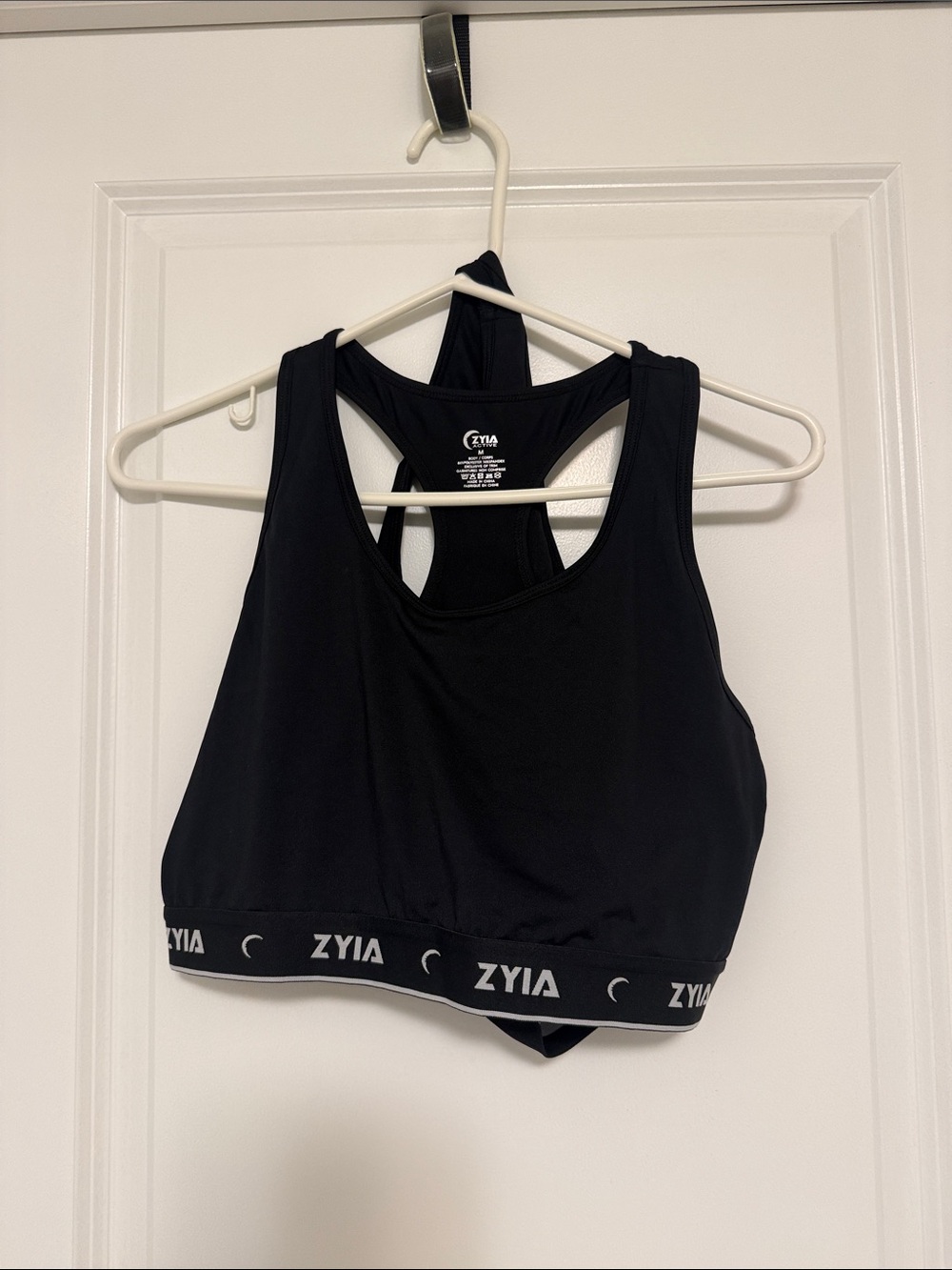 2x ZYIA Black Racerback Sports Bra with Branded Band